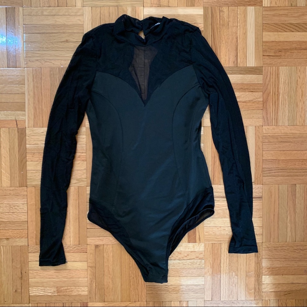 NEW long sleeve mesh mock neck bodysuit